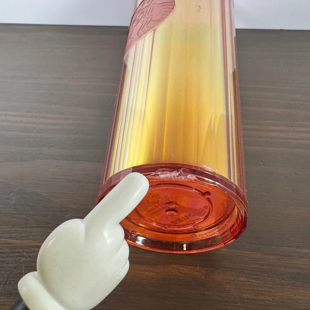 Starbucks Iridescent Sunset Orange Pleated Venti Tumbler 24oz Cold Cup Plastic